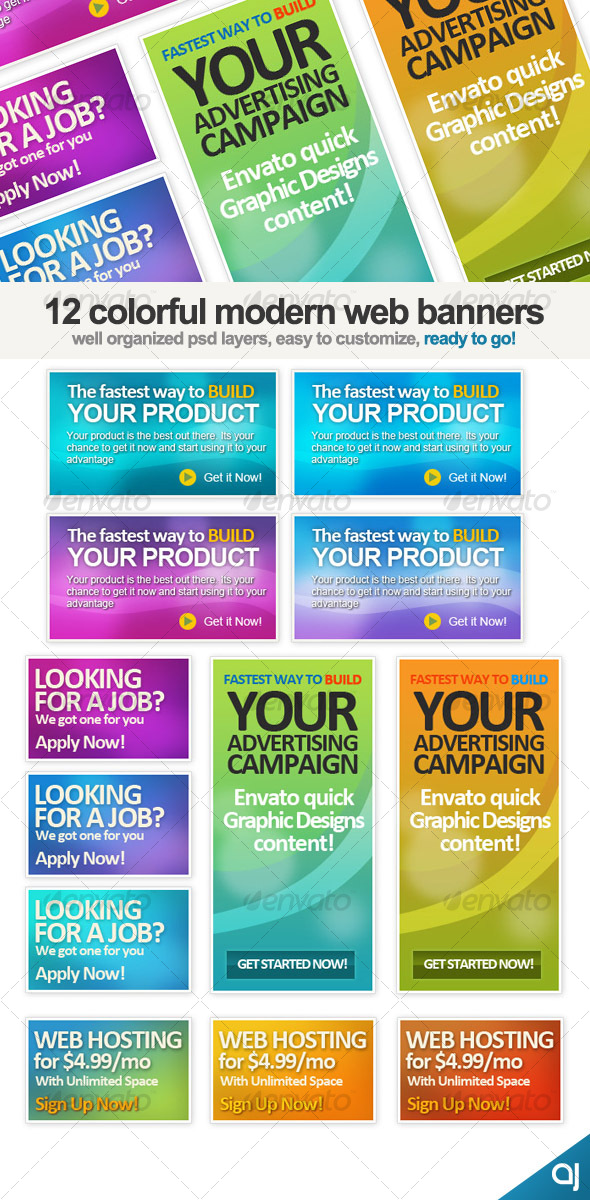 GraphicRiver 12 Different Web banners set 56506 GraphicRiver 12 Different Web banners set 56506