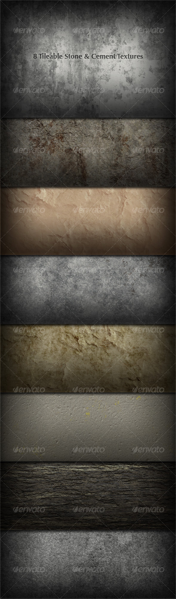 8 Tileable Stone/Concrete/Plaster Textures - Miscellaneous Textures / Fills / Patterns