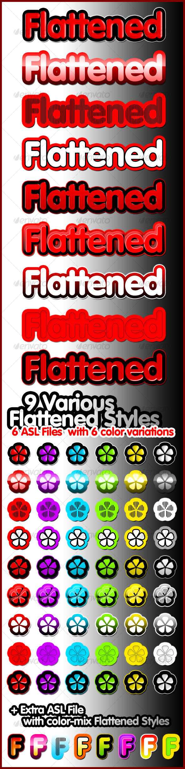 9 Various Flattened Styles - Text Effects Styles
