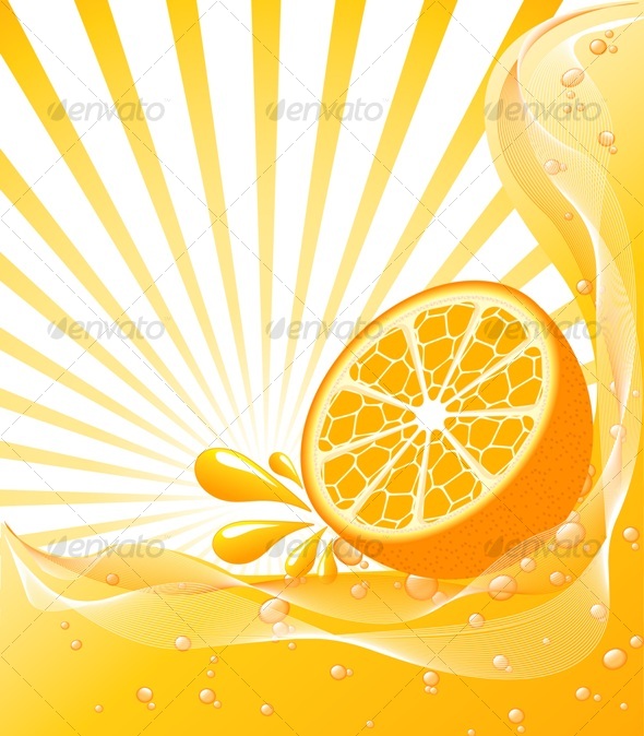 Orange background with the sun. - Organic objects Objects