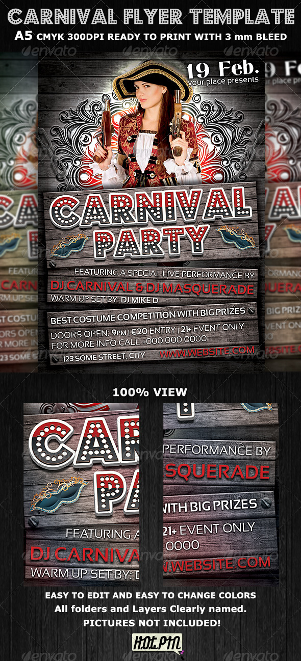 Carnival Club Party Flyer Template V3 - Clubs & Parties Events