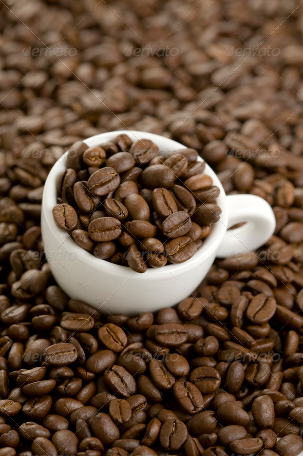 coffe beans and coffee cup - Stock Photo - Images