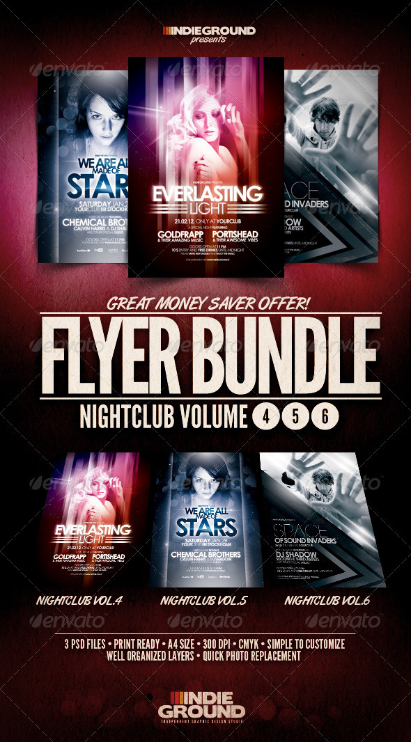 Nightclub Flyer/Poster Bundle Vol. 4-6 - Clubs & Parties Events