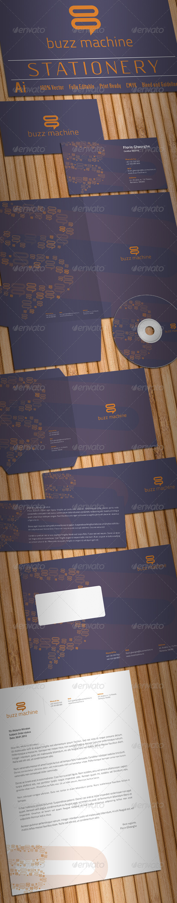 Buzz Machine Stationery - Stationery Print Templates