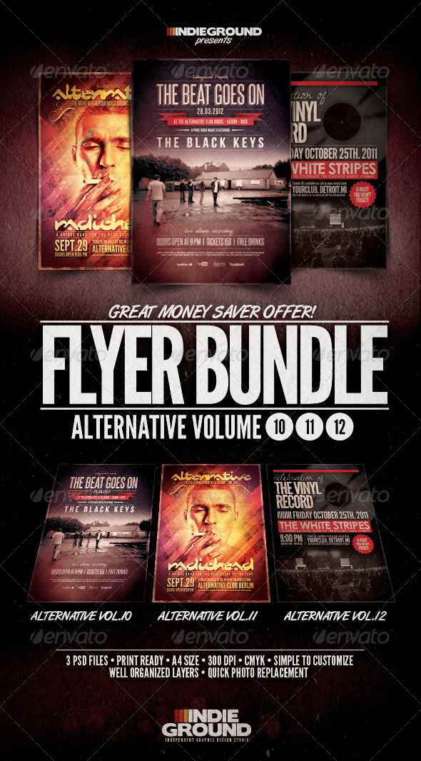 Alternative Flyer/Poster Bundle Vol. 10-12 - Clubs & Parties Events