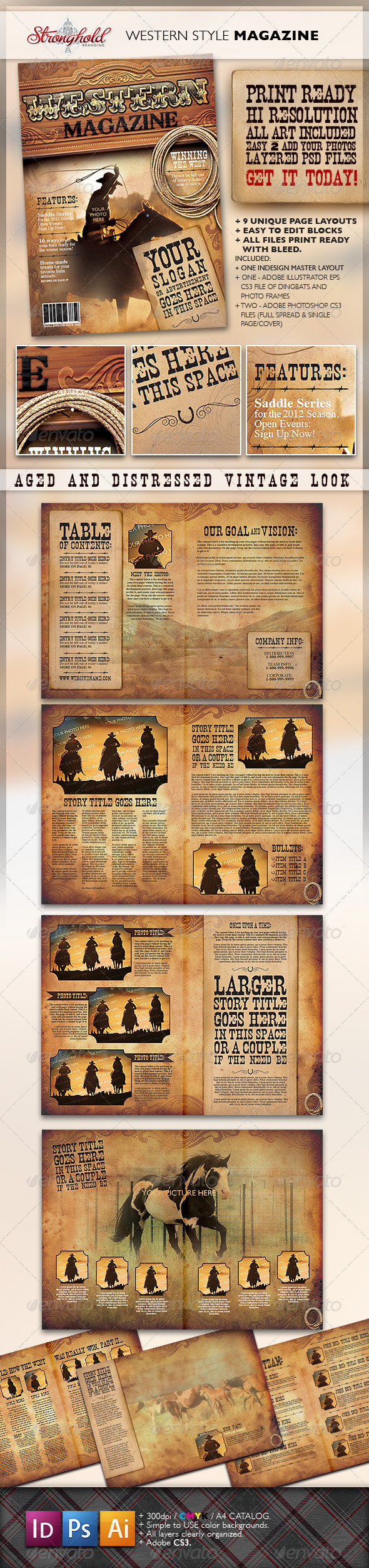 GraphicRiver Western Vintage Magazine 1524079 GraphicRiver Western Vintage Magazine 1524079