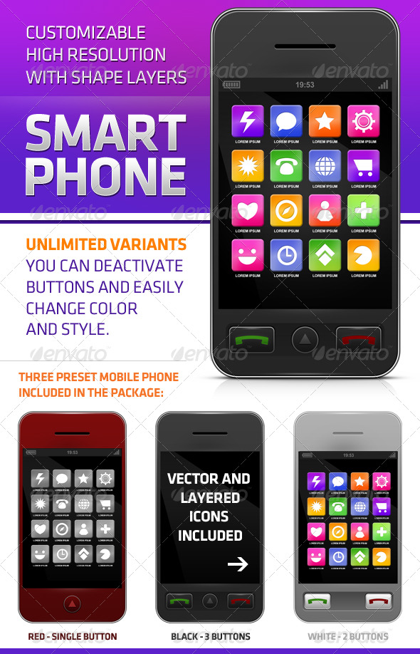 GraphicRiver Smartphone with Icons 180091 GraphicRiver Smartphone with Icons 180091