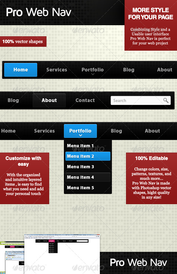Pro Web Nav - Navigation Bars Web Elements