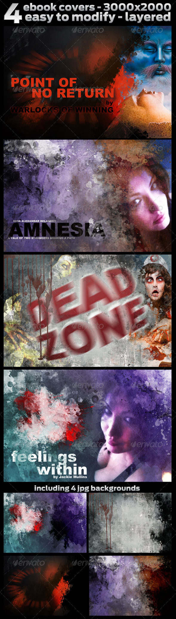 4 ebook covers in 3000x2000 - easy to change - Miscellaneous Web Elements