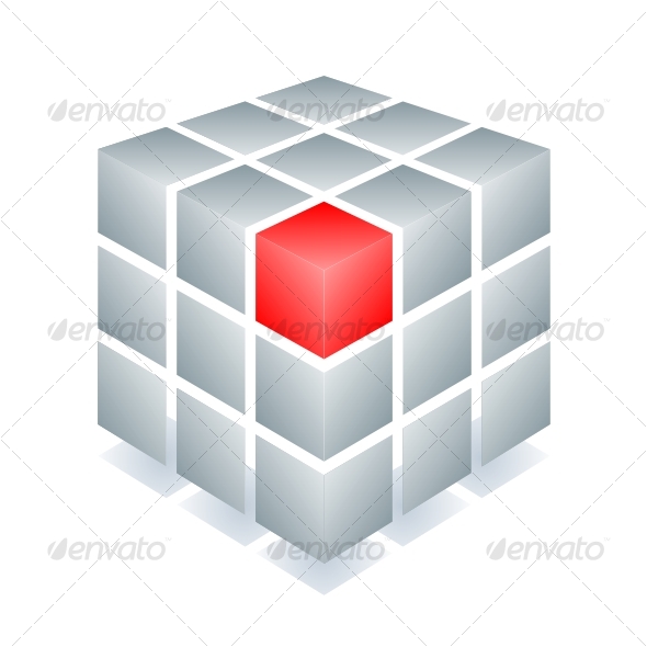 Cube with one red block - Decorative Symbols Decorative
