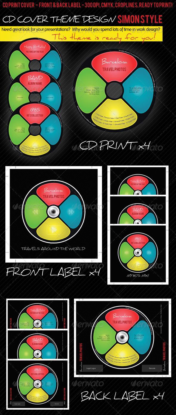 CD Cover Theme Design: Simon Style - CD & DVD artwork Print Templates