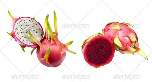 White and Red Dragon Fruit (Pitaya) - Stock Photo - Images