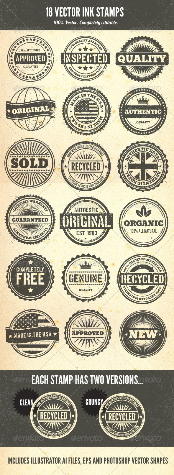 Rubber Stamps - Vector Set - Decorative Symbols Decorative