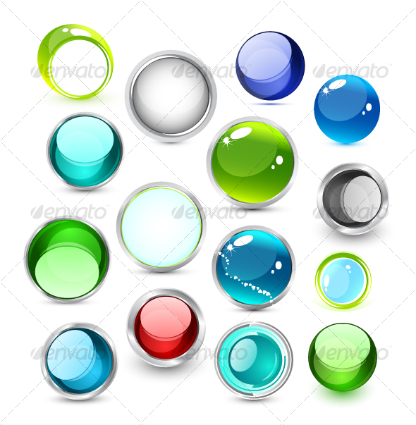 Set of vector glass icons - Web Icons