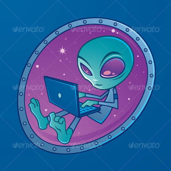 GraphicRiver Alien with Laptop Computer 63895 GraphicRiver Alien with Laptop Computer 63895
