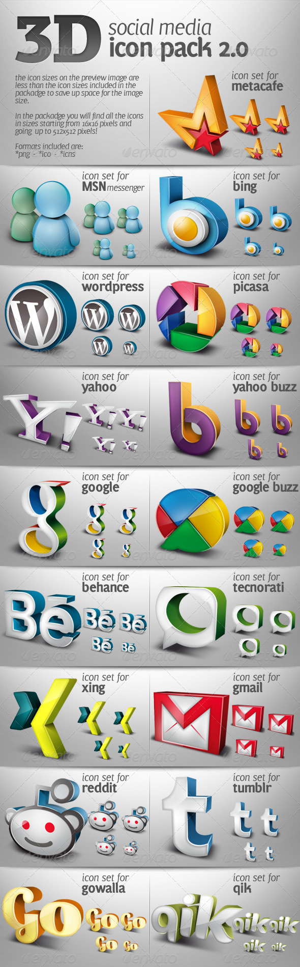 3D Social Media Icons Pack 02 - Icons