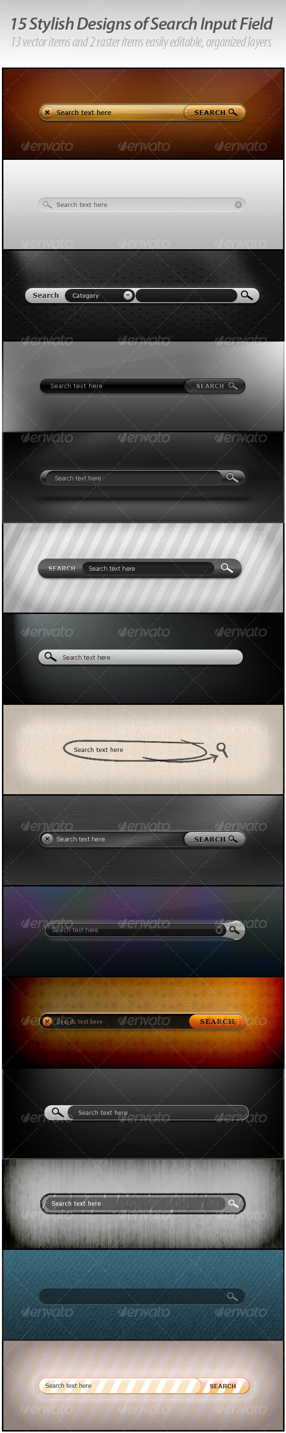 15 Stylish Designs of Search Input Field - Forms Web Elements