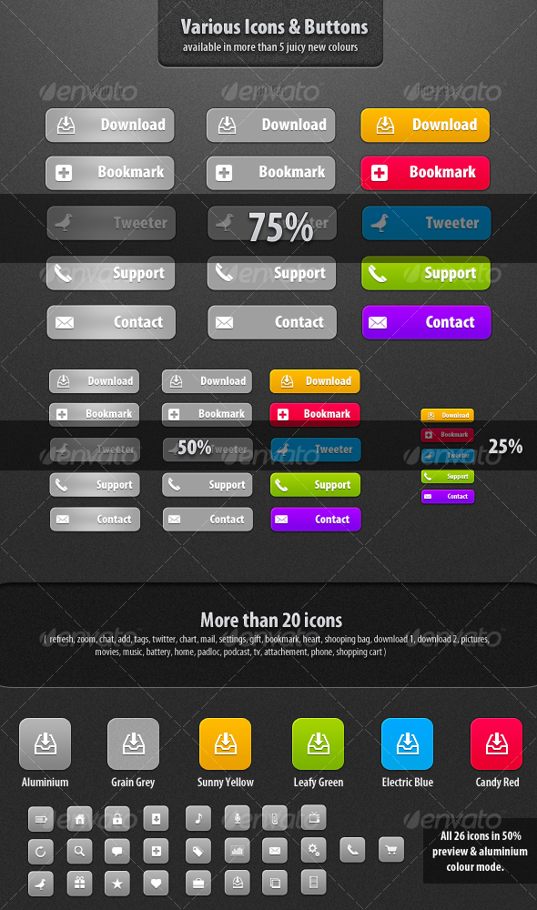 Various Icons/Buttons - Miscellaneous Web Elements