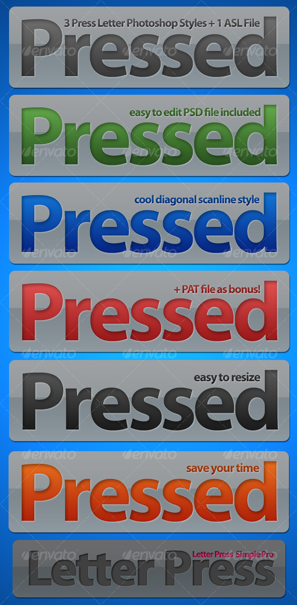 Letter Press Photoshop Styles - Text Effects Styles