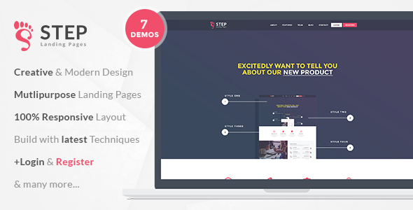 Step Startup Html Landing Page Template By Designinvento Themeforest Woocommerce Landing Page Template