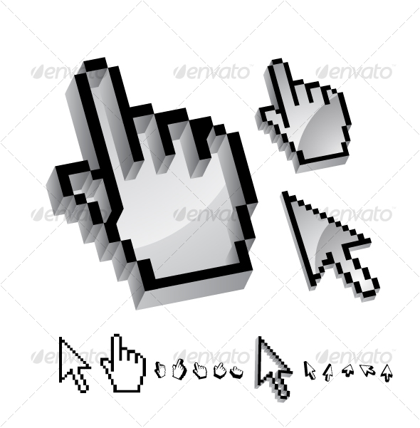 Set of glossy 3d mouse pointers - Web Icons
