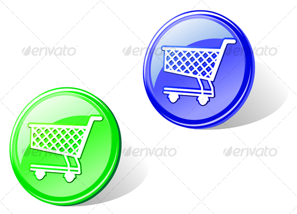 shopping cart icon. Glossy shopping cart button