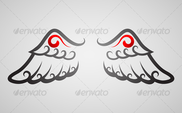Vector image of a pair of wing tattoo style