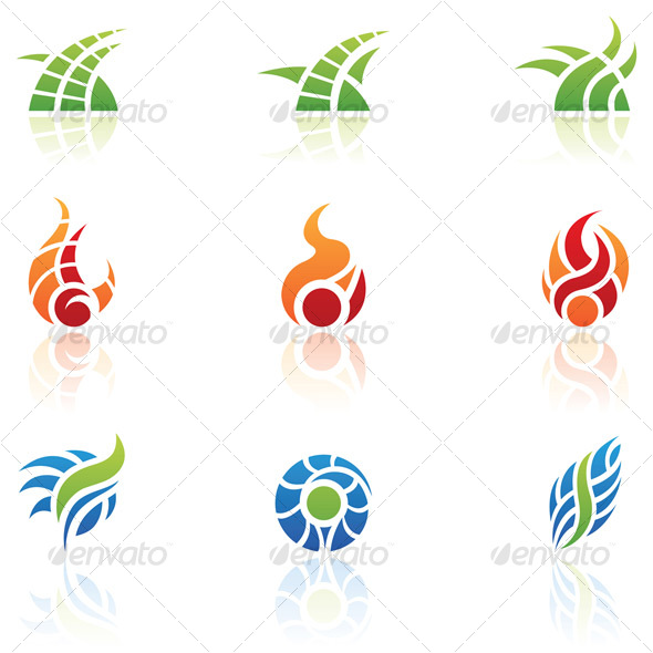 nature elements icons - Abstract Icons