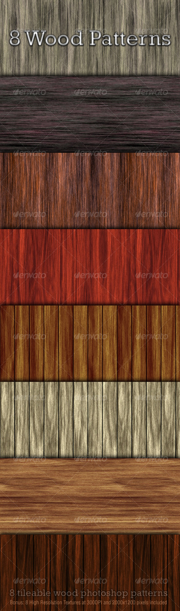 8 Seamless Wood Patterns - Textures / Fills / Patterns Photoshop
