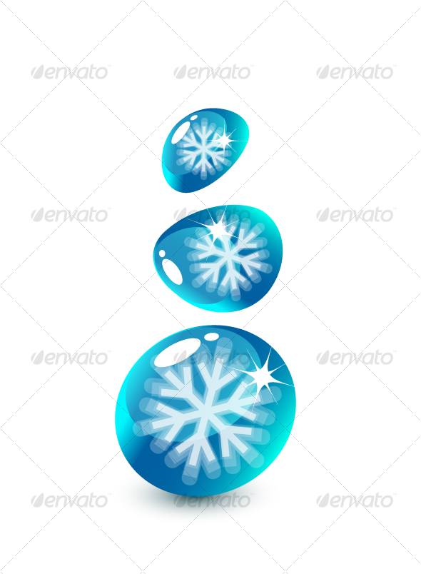 Snowflakes inside droplets - Decorative Symbols Decorative