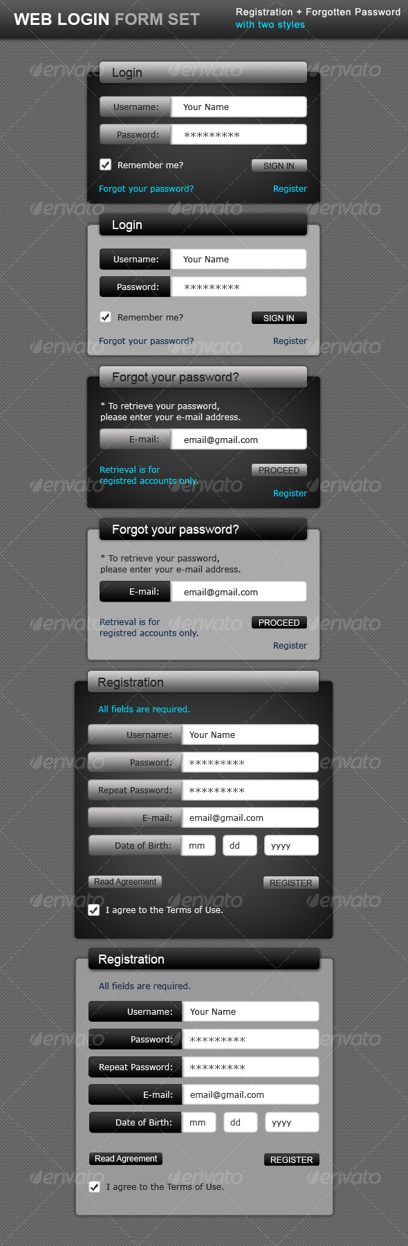 GraphicRiver Web Login Form Set Login & Registration 70387 GraphicRiver Web Login Form Set Login & Registration 70387