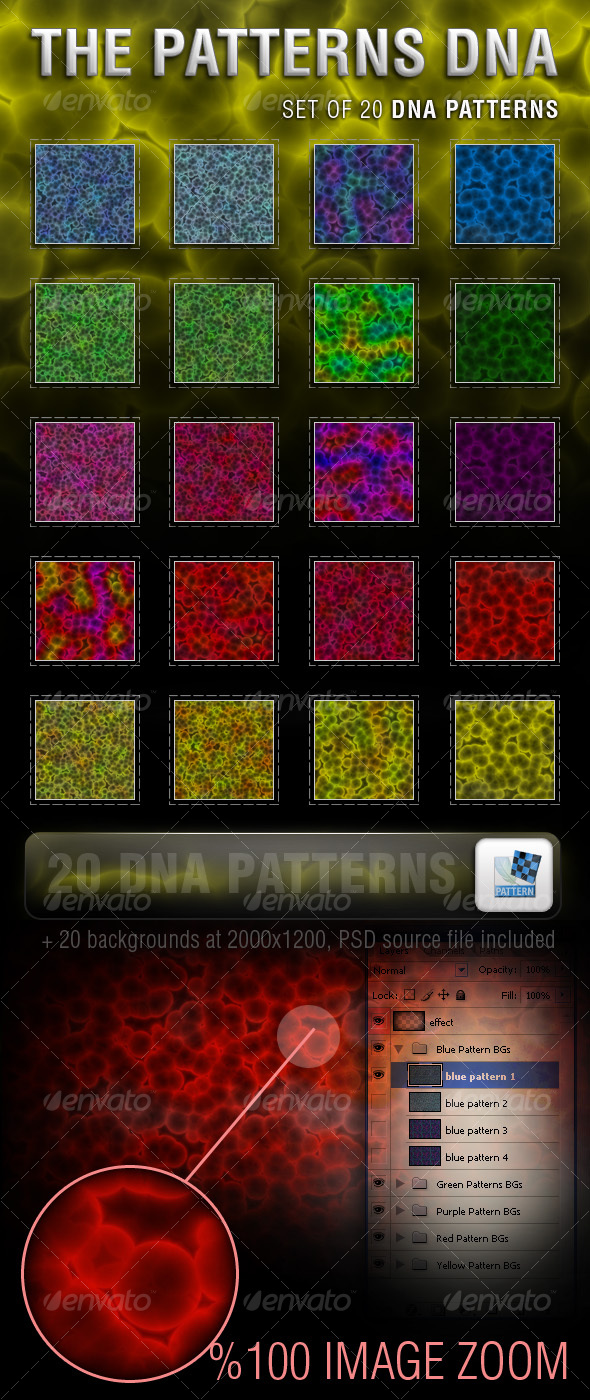 Seamless DNA Patterns Set - Textures / Fills / Patterns Photoshop