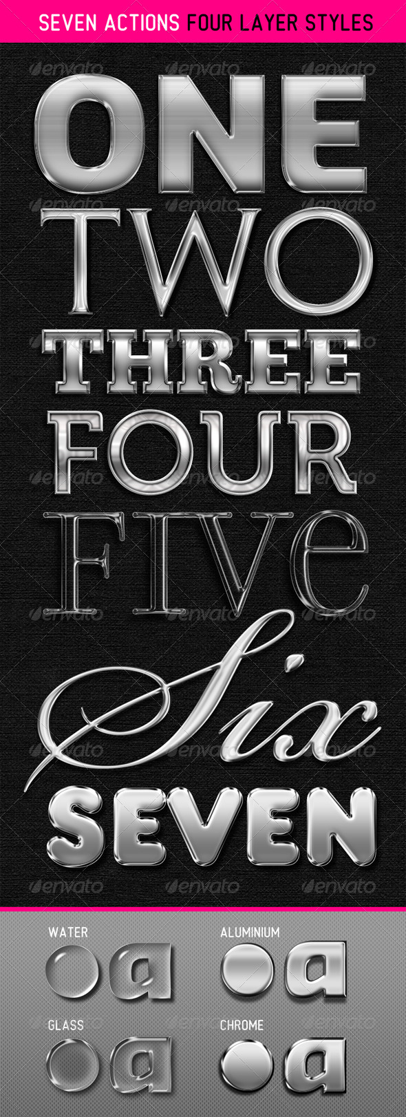 Seven Actions Four Layer Styles - Text Effects Styles