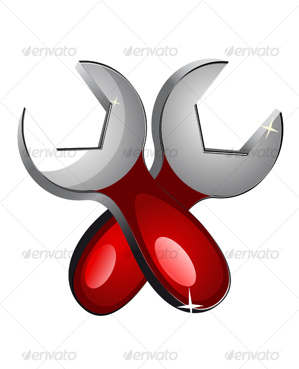 Isolated wrench as a repair symbol - Objects Vectors