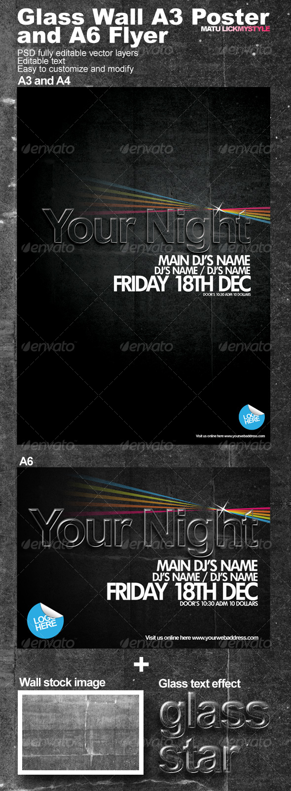 Wall A3 Poster and A6 Flyer - Miscellaneous Print Templates