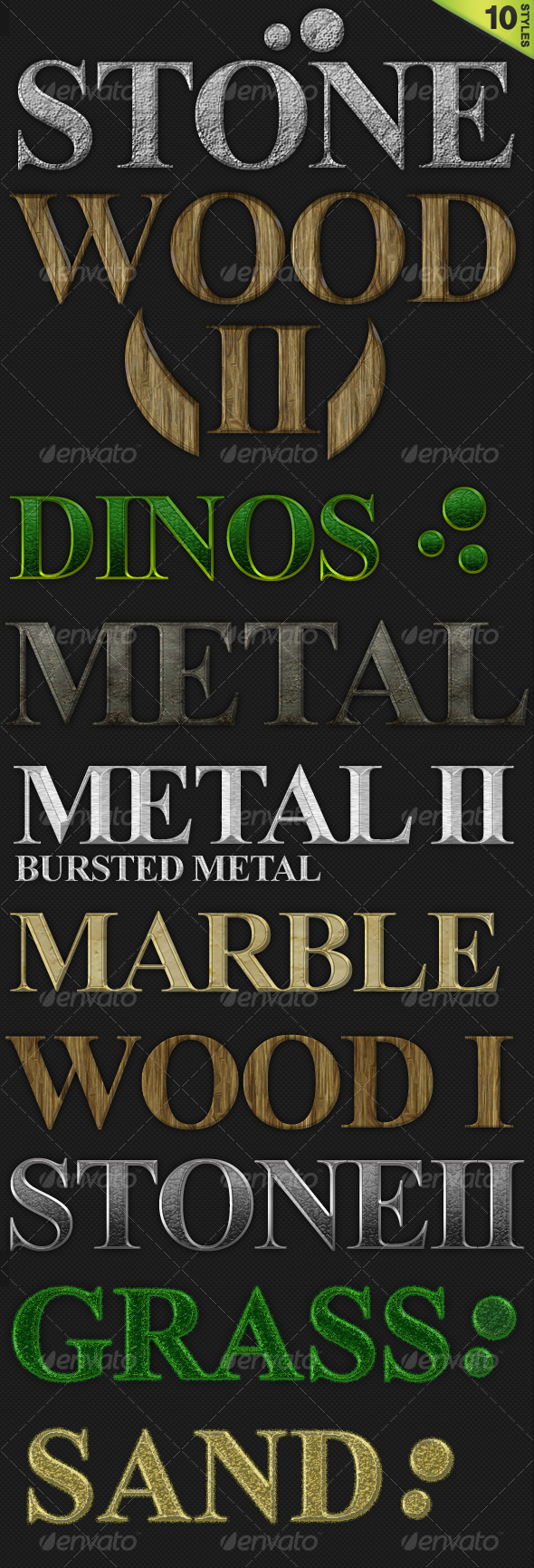 10 Quality Texture Text Styles - Text Effects Styles