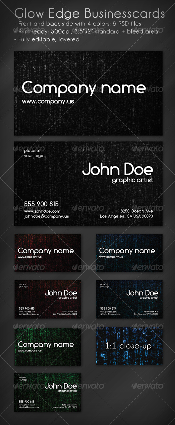 Glow Edge Business Card - Grunge Business Cards