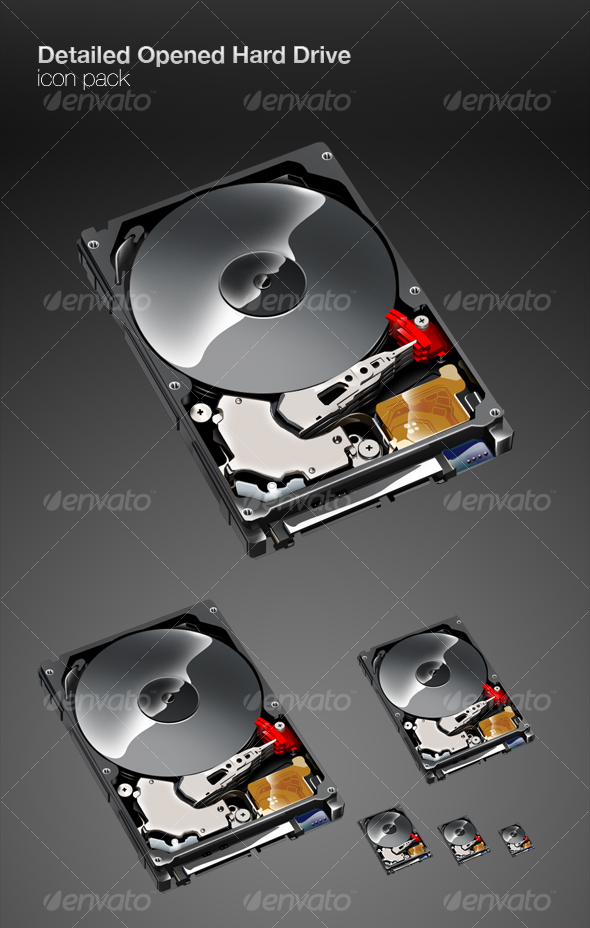 GraphicRiver Detailed Opened Hard Drive icon pack 73845 GraphicRiver Detailed Opened Hard Drive icon pack 73845