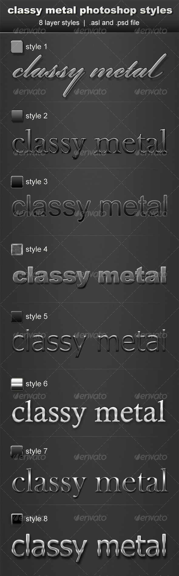 GraphicRiver Classy Metal Layerstyle Pack 8 Layerstyles 74037 GraphicRiver Classy Metal Layerstyle Pack 8 Layerstyles 74037