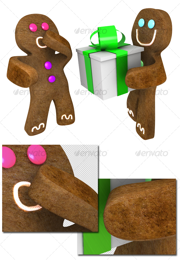 GraphicRiver Gingerbread man giving present to friend 72756 GraphicRiver Gingerbread man giving present to friend 72756