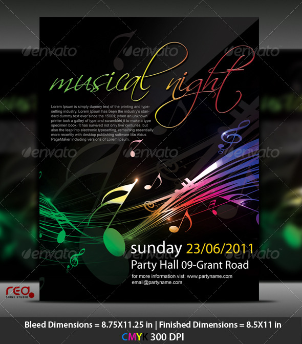 GraphicRiver Music Party Poster Flyer Template 225563 GraphicRiver Music Party Poster Flyer Template 225563