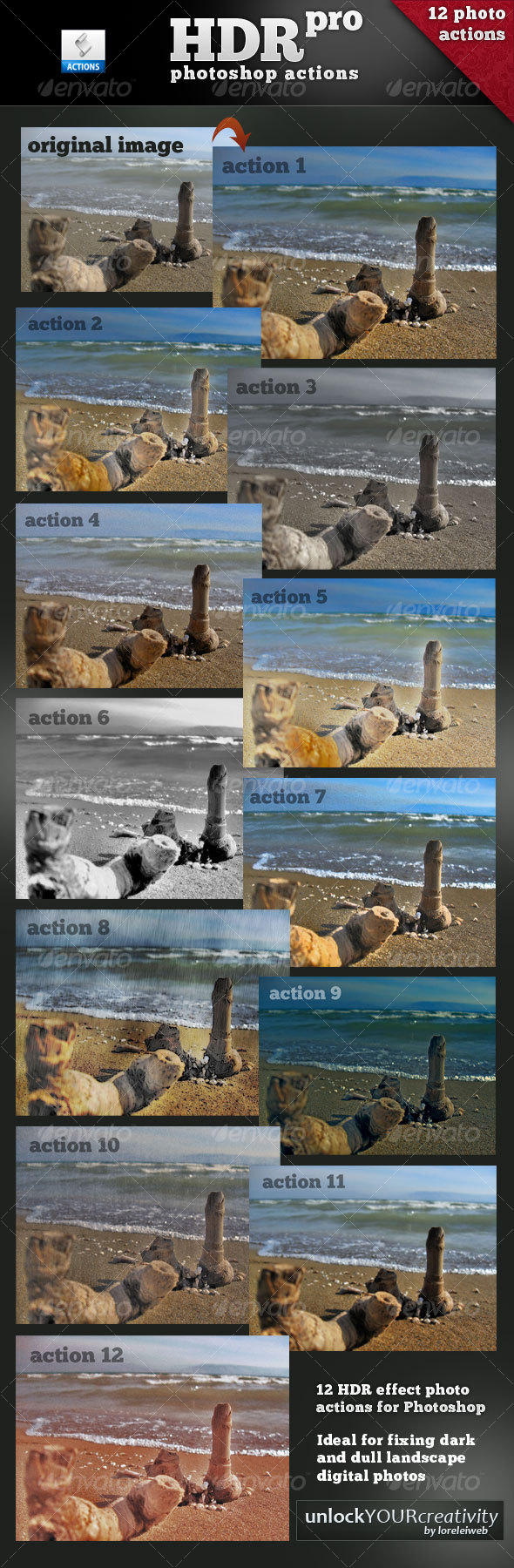 12 HDR pro Actions - Photoshop Add-ons