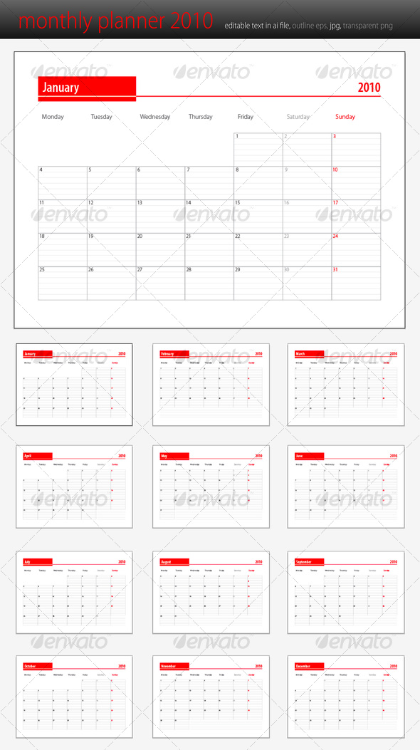 GraphicRiver monthly planner 2010 76012 GraphicRiver monthly planner 2010 76012