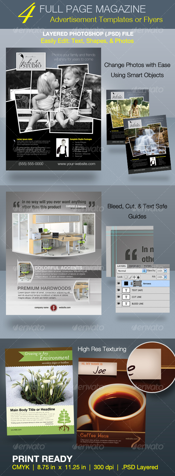 Full Page Magazine Ad or Flyer Templates - Commerce Flyers