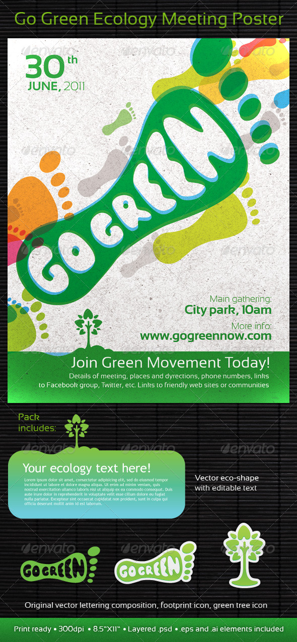 Go Green Ecology Meeting Poster/Flyer - Miscellaneous Events