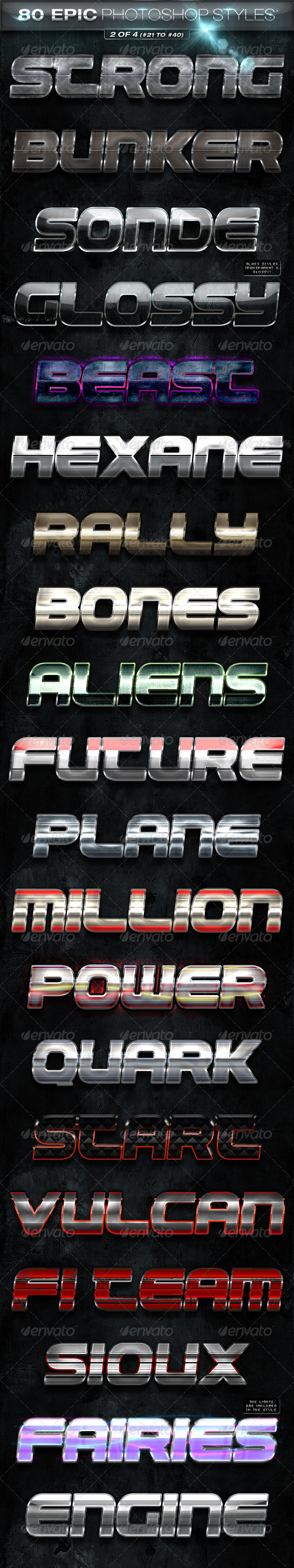 80 EPIC Photoshop Styles 2 of 4 - Text Effects Styles