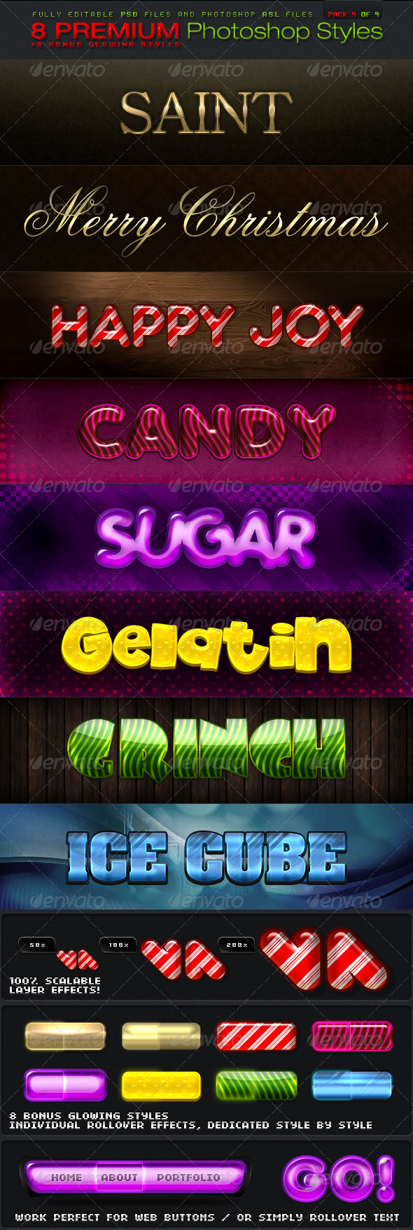 8 PREMIUM Photoshop Styles - Text Effects Styles