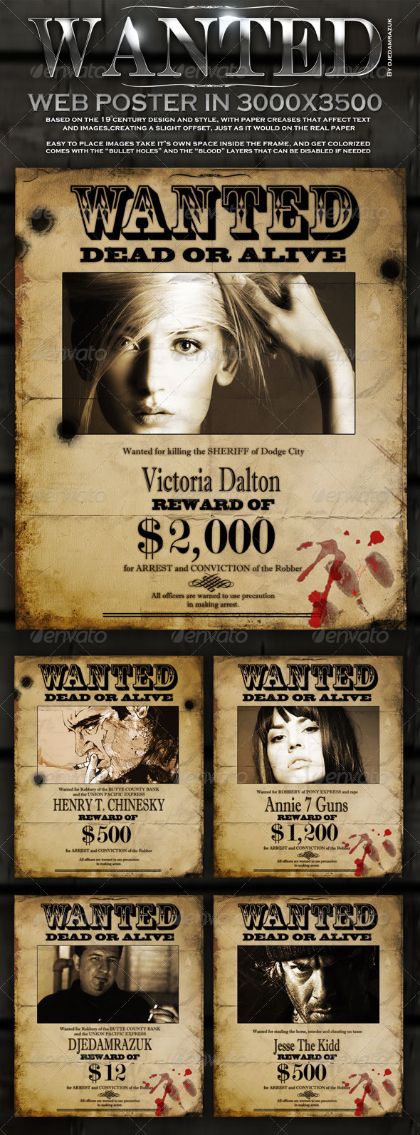 Old "Wanted" Poster - Editable - Miscellaneous Graphics