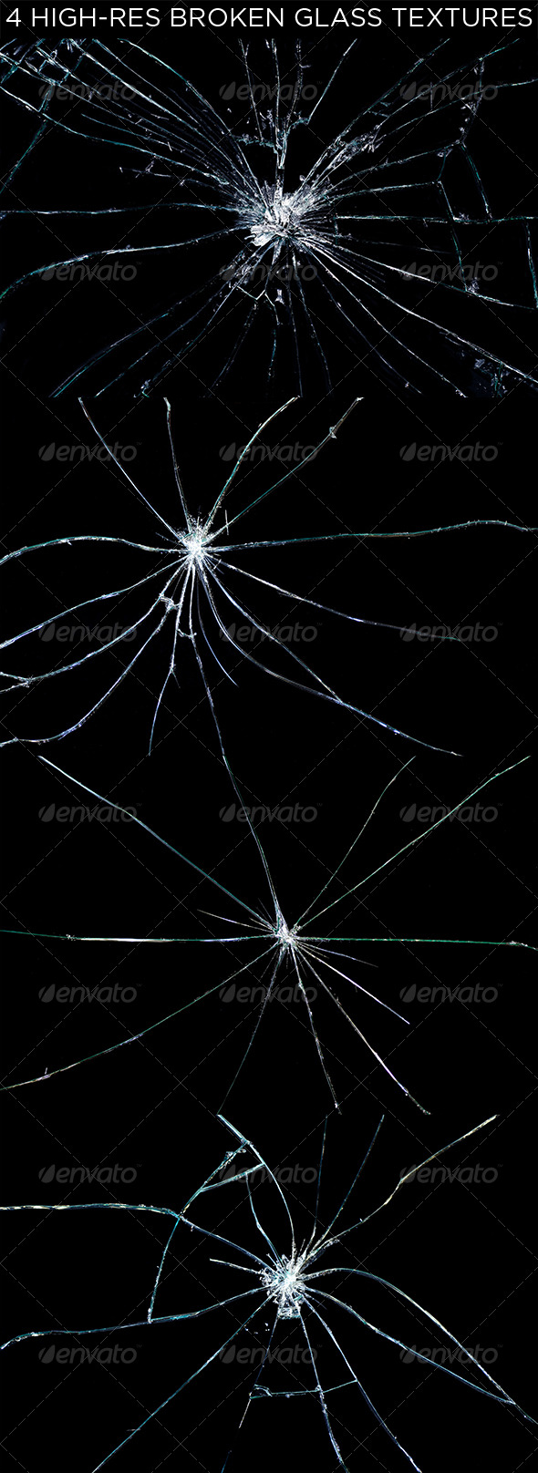 4 Broken Glass Textures - Miscellaneous Textures