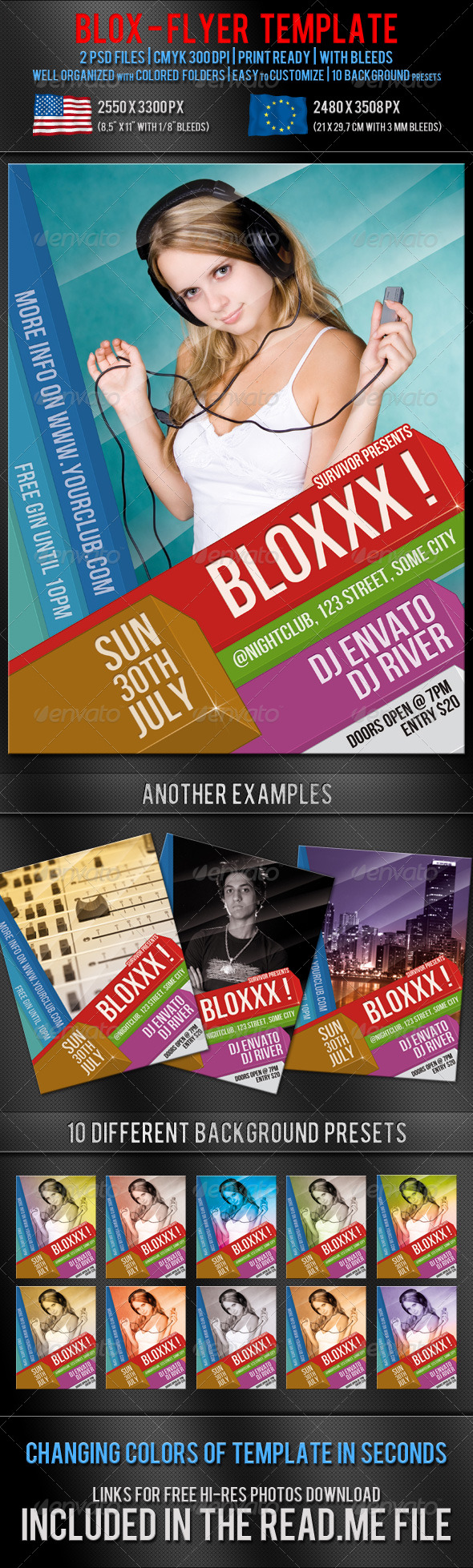 Blox Party Flyer Template - Clubs & Parties Events